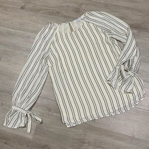 Rose & Olive Tied Sleeve Stripe Blouse